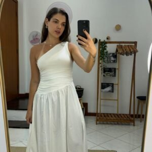 Vestido F. Ombro Só Midi Godê Off-White