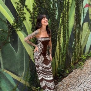 Vestido sem Alça Nicole Marrom