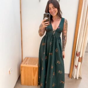 Vestido Midi Florestinha Verde