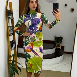 Vestido Pássaros Pintados